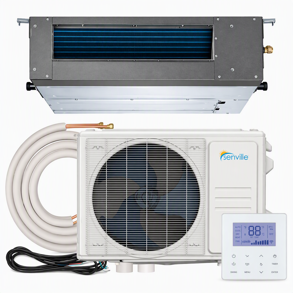 Senville AURA Concealed Duct Mini Split Heat Pumps | 9K–24K