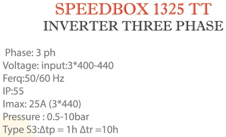 Gol SPEEDBOX - Inverter Three Phase 1325TT + TR10 (NPT) 400-440V 3ph 50/60