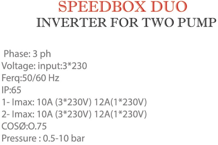 Gol SPEEDBOX - Inverter for Two Pump DUO + TR10 (NPT) -