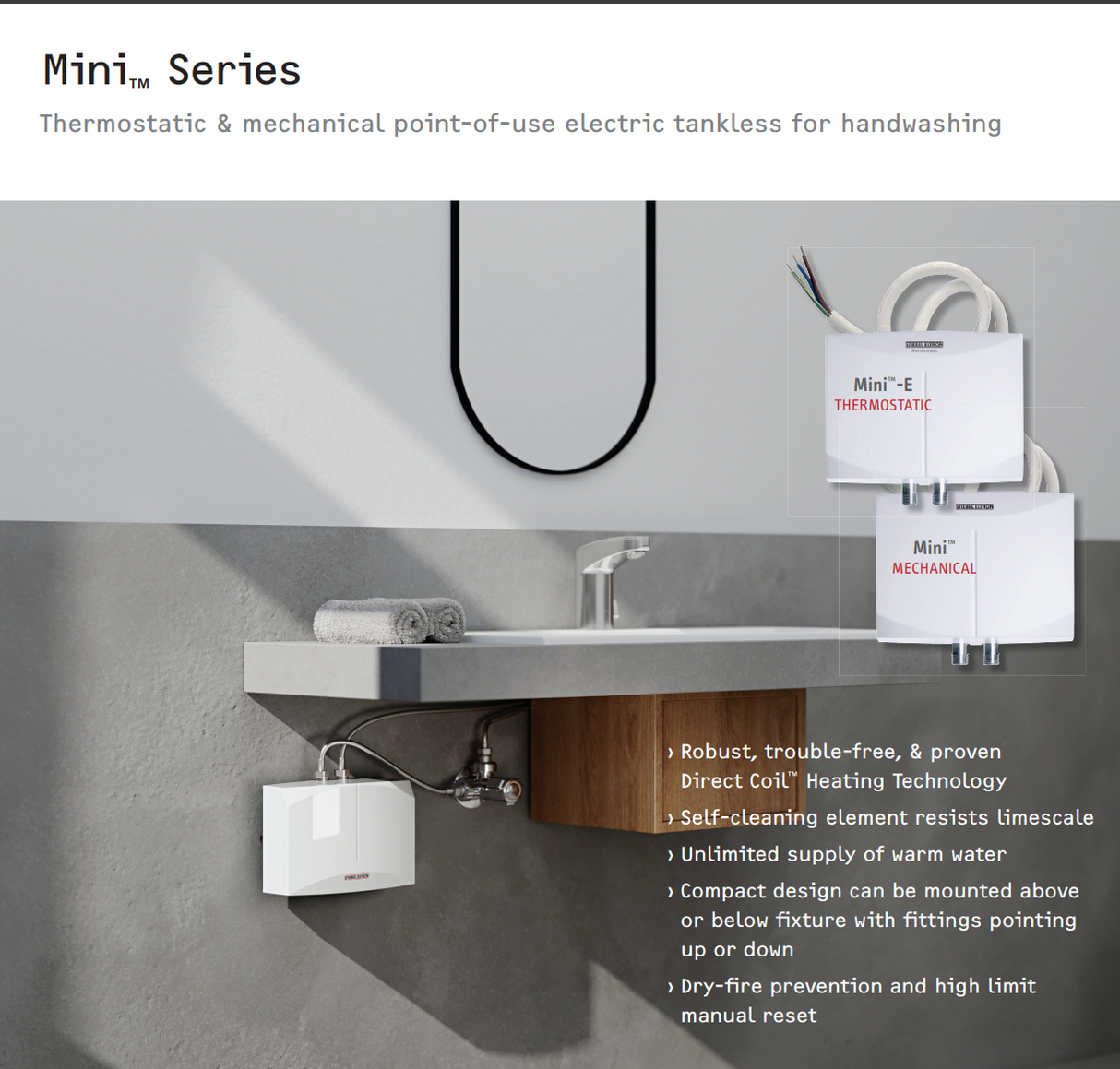 Stiebel Eltron Mini™ 3-1 Mechanical Handwashing Sink Electric Tankless Water Heaters