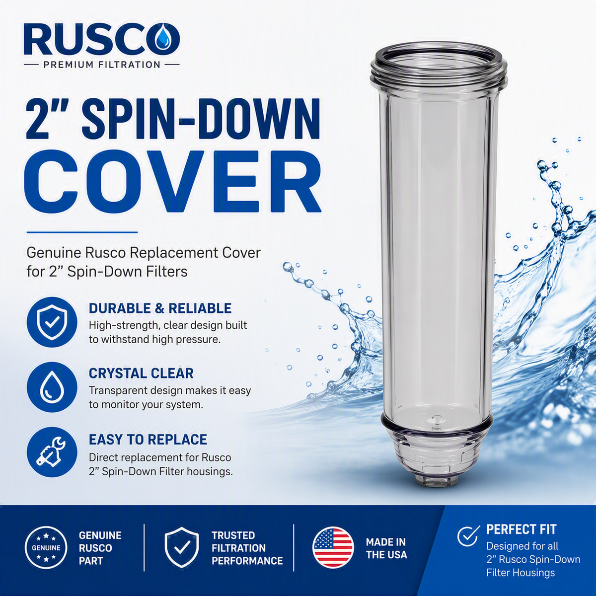 Rusco 2" Replacement Spin Down Covers | Replacement Sediment Trapper Filter
