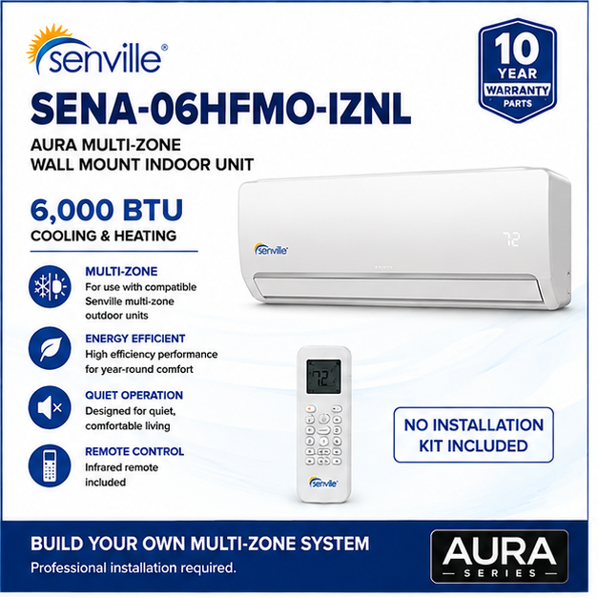 Senville AURA 6,000 BTU Multi-Zone Wall Mount Indoor Unit