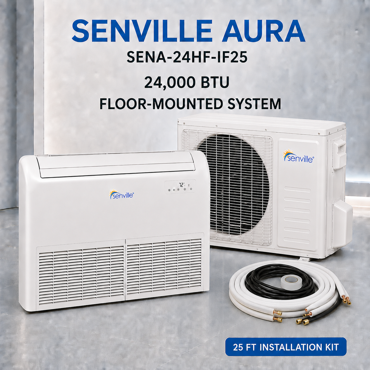 Senville AURA Floor-Mounted Mini Split Heat Pump – 12K, 18K and 24K BTU