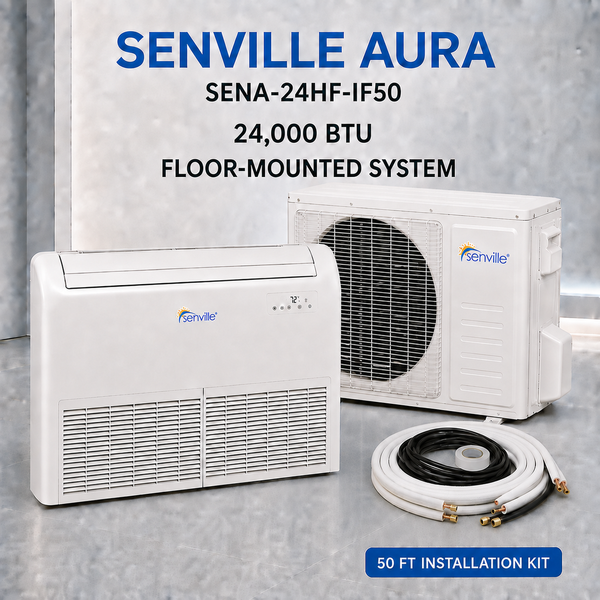 Senville AURA Floor-Mounted Mini Split Heat Pump – 12K, 18K and 24K BTU