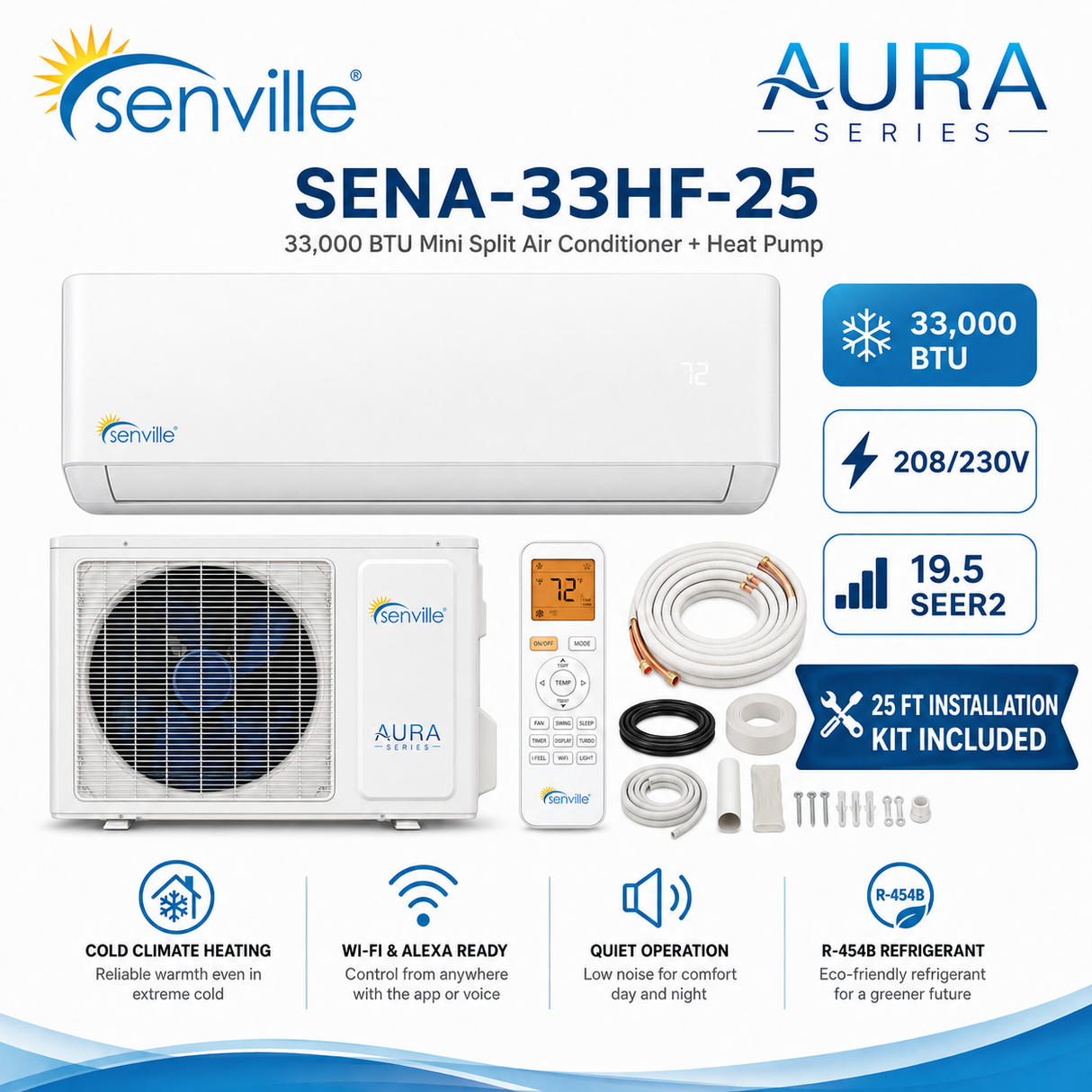 Senville AURA SENA-33HF 33,000 BTU Mini Split Heat Pump