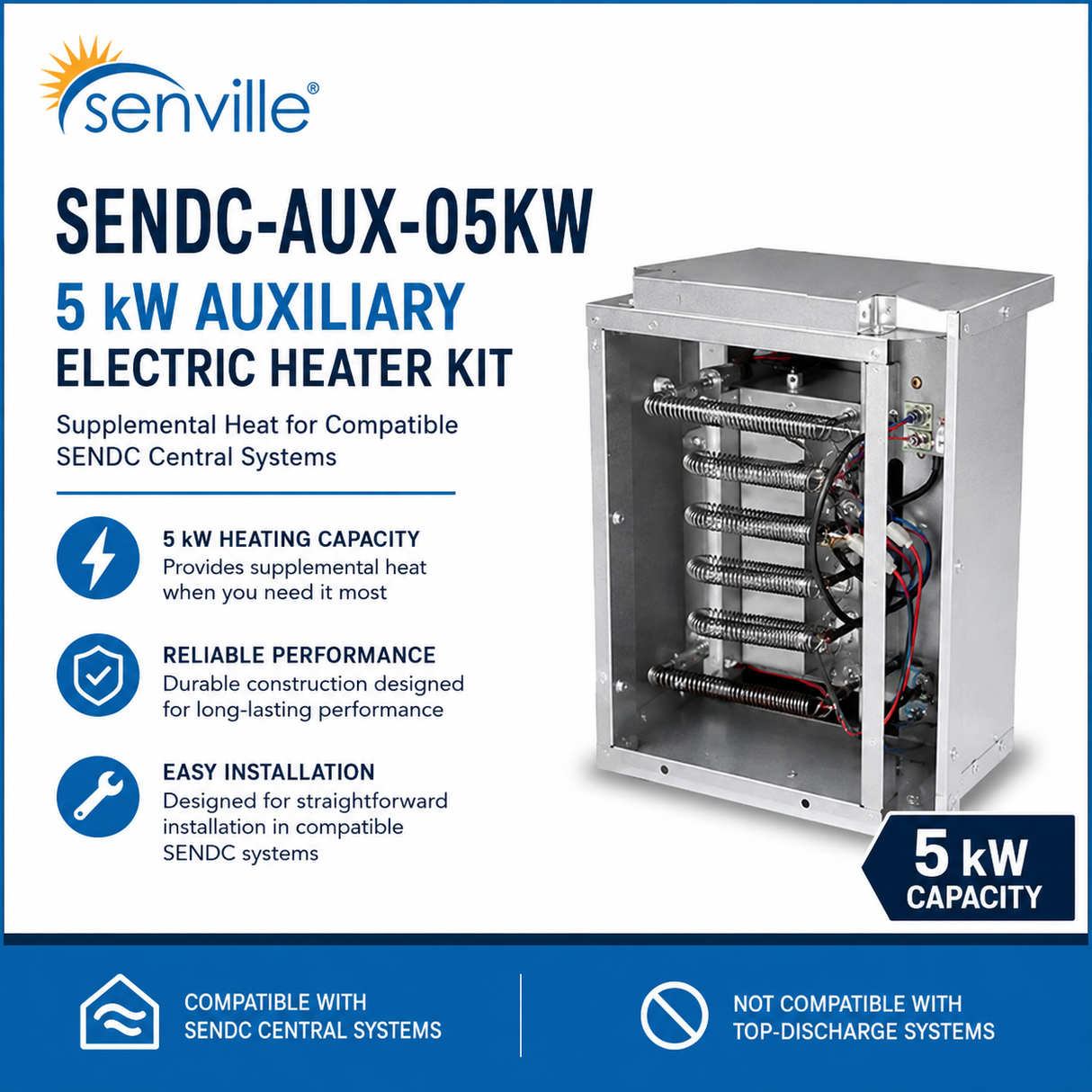 Senville SENDC Auxiliary Electric Heater Kits | 5kW, 10kW & 15kW