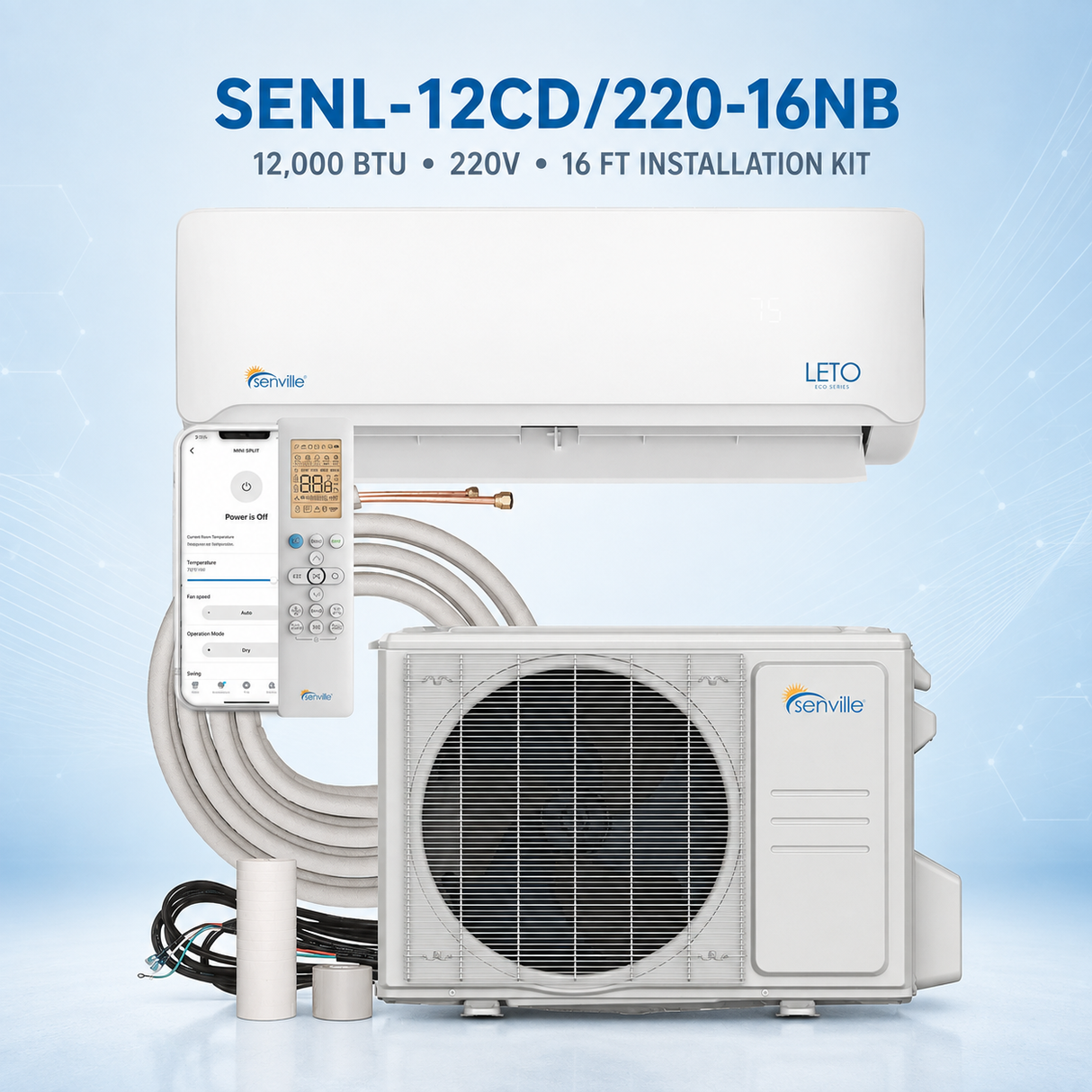 Senville 12,000 BTU LETO Mini Split Heat Pump | SENL-12CD/220