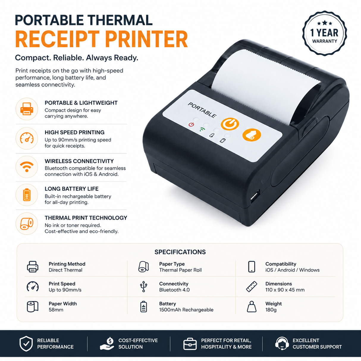 Sauermann Remote Bluetooth Printer
