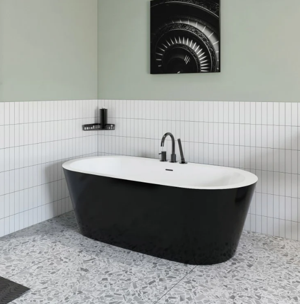 A&E Bath Luna Freestanding Deck Mount Acrylic Bathtub