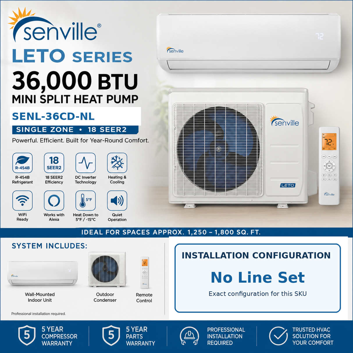 Senville LETO 36,000 BTU Mini Split Heat Pump | SENL-36CD