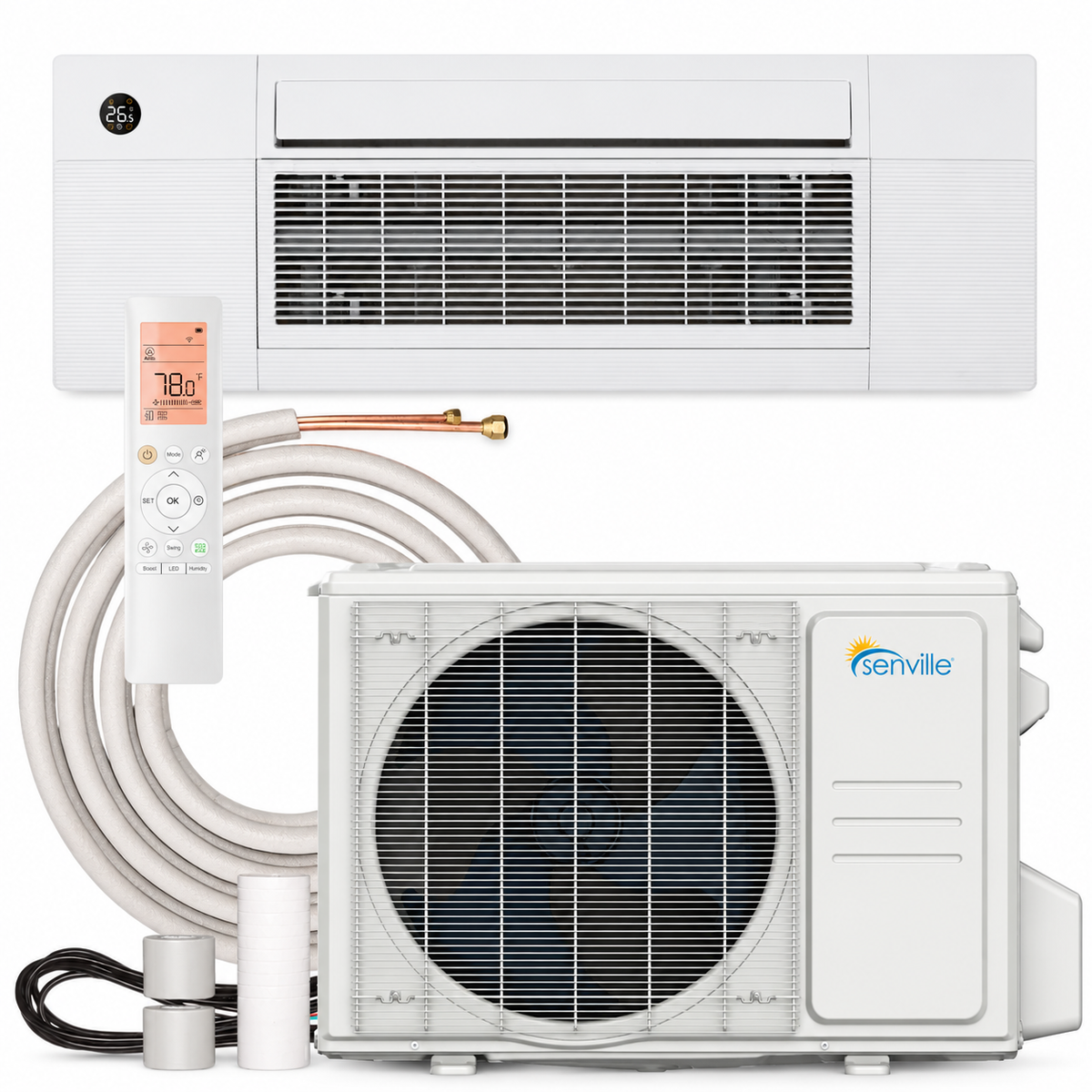 Senville AURA 1-Way Cassette Mini Split Heat Pumps | 6K–18K BTU
