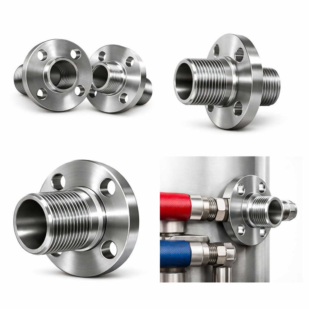SunEarth SETS 1‑1/2" Stainless Steel MPT Flange Connection