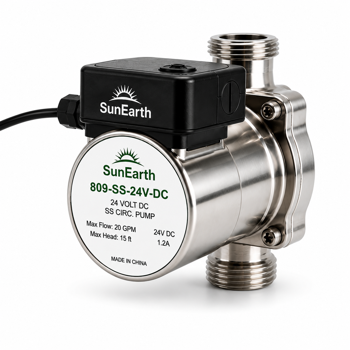 SunEarth 809-SS-24V-DC 24 Volt DC Stainless Steel Circulator Pump