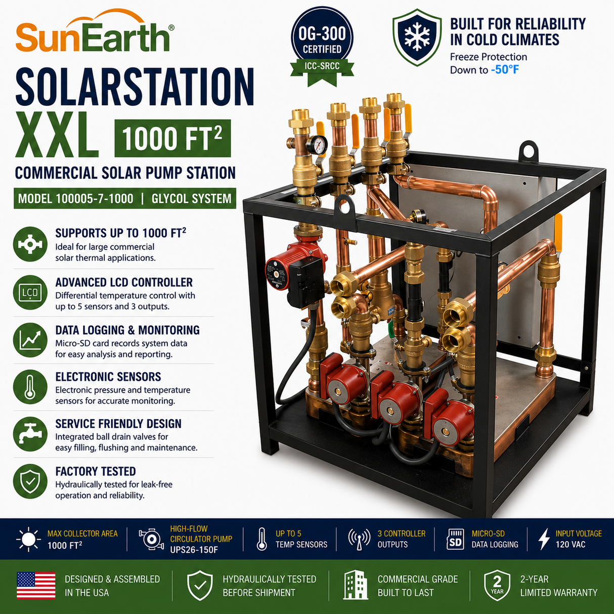 SunEarth SolarStation XXL 1-Line Commercial Pump Station 1000 ft² | 100005-7-1000-1
