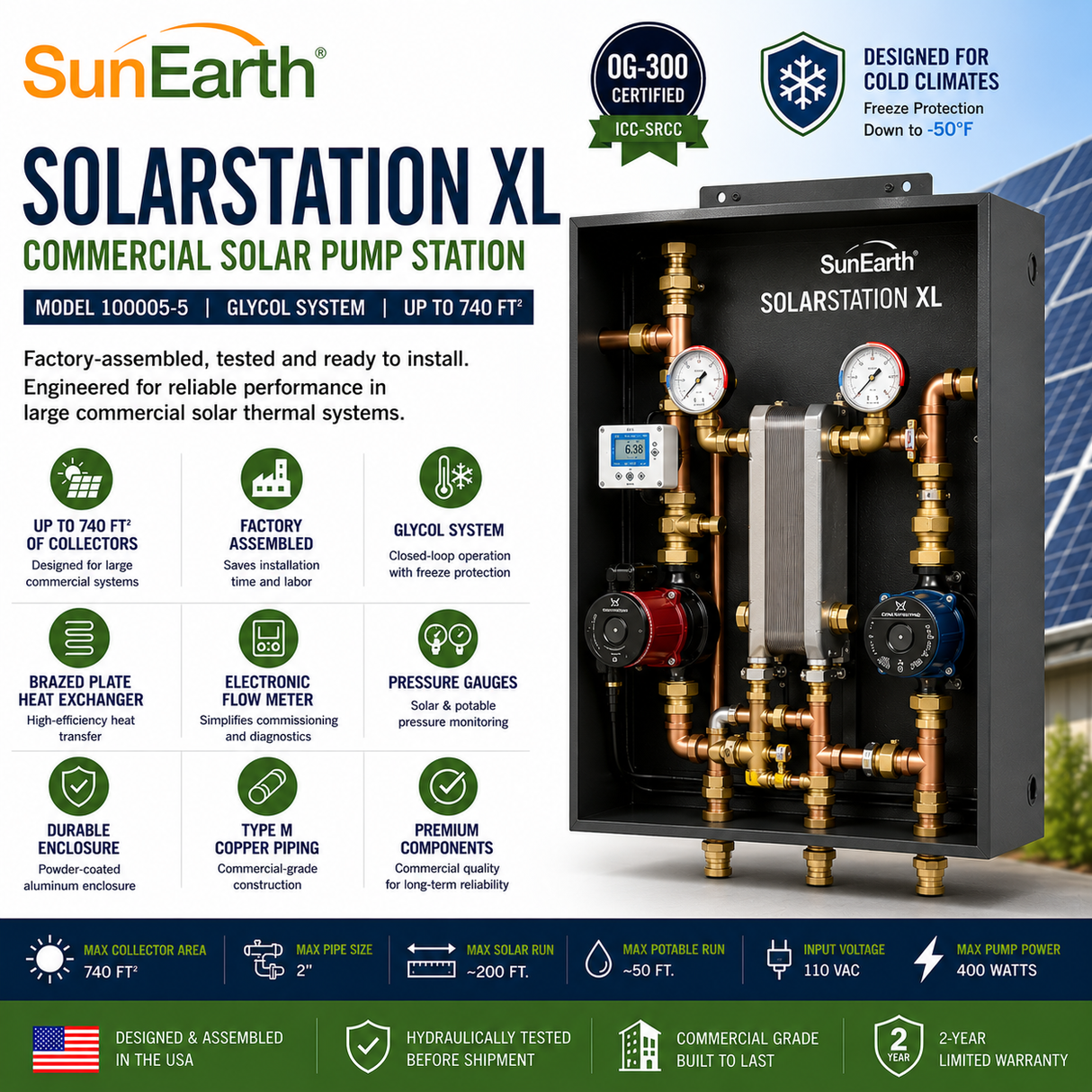 SunEarth SolarStation XL Commercial Solar Pump Station 480 ft²-740 ft²