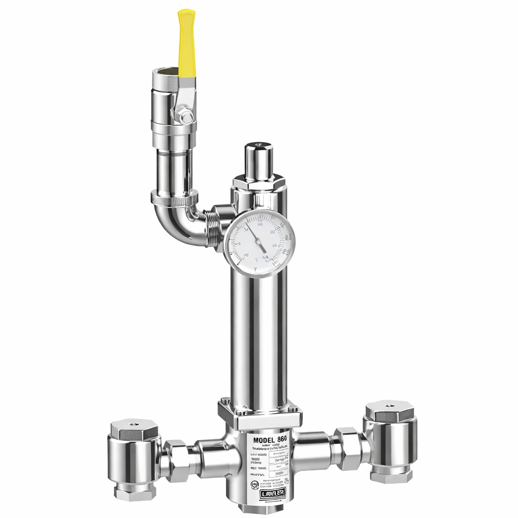 Lawler 86008-05 Series 802 High-Low Mixing Valve With Thermometer & Shutoff Polished Chrome