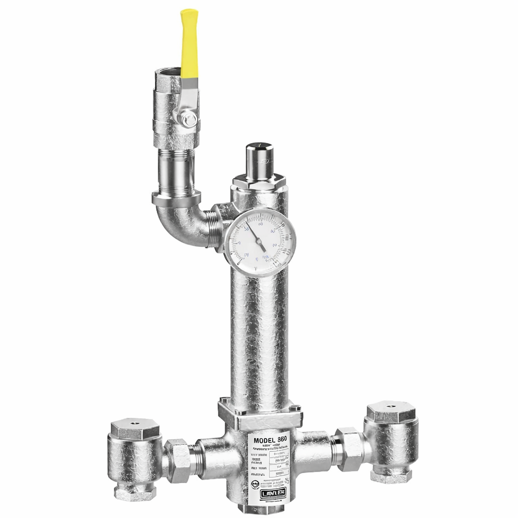 Lawler 86008-05 Series 802 High-Low Mixing Valve With Thermometer & Shutoff Polished Chrome