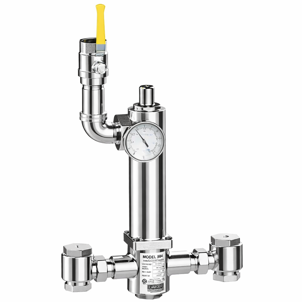 Lawler 86308-05 Series 804 High-Low Mixing Valve With Thermometer & Shutoff Polished Chrome