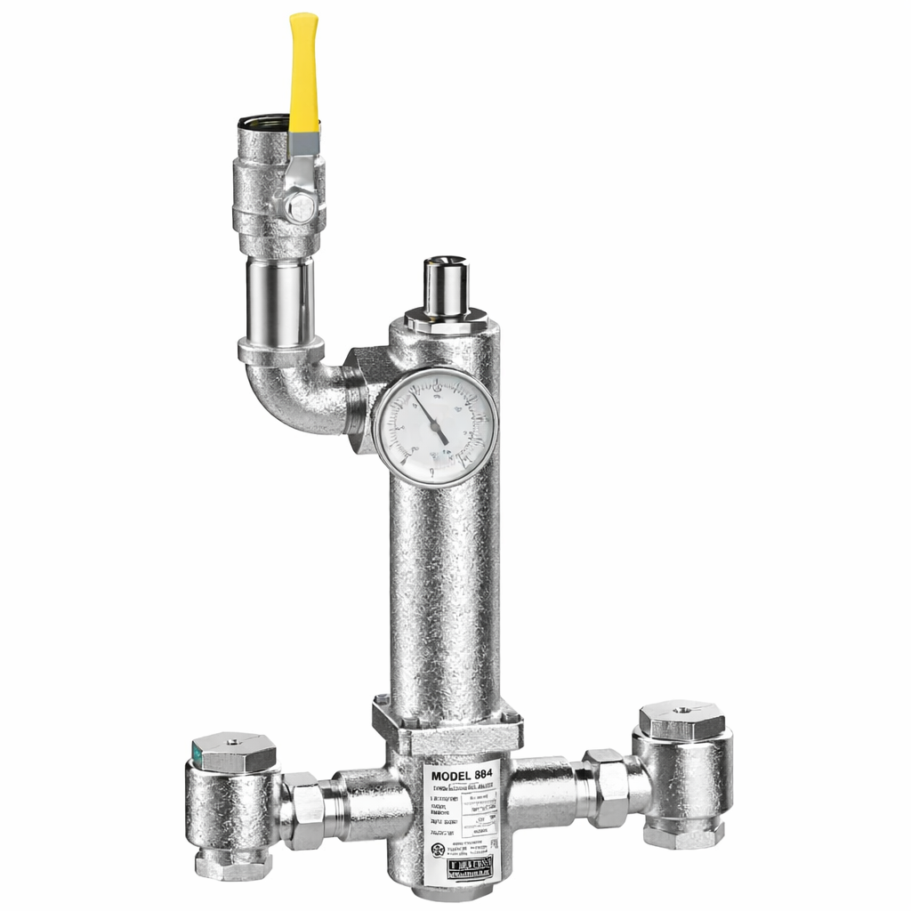 Lawler 86308-05 Series 804 High-Low Mixing Valve With Thermometer & Shutoff Polished Chrome