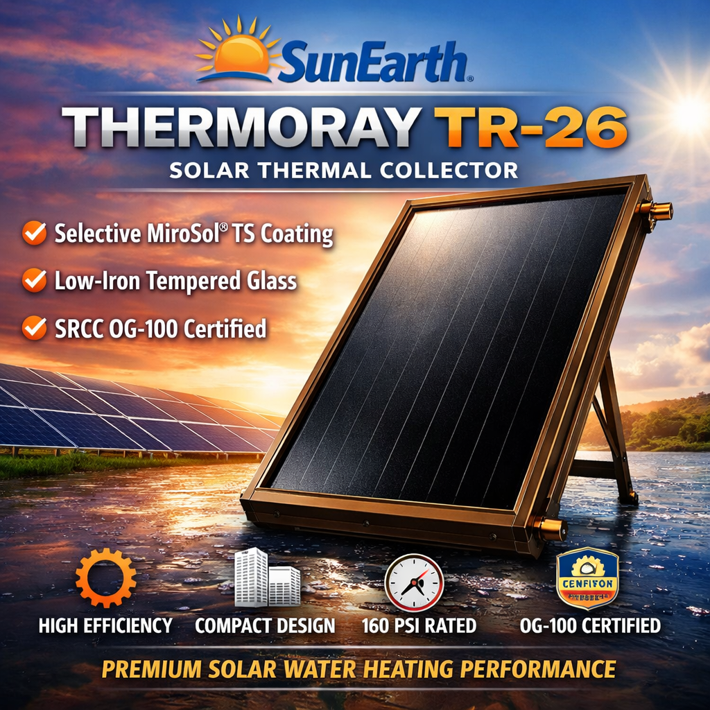 SunEarth Thermoray Black TR‑26 — Solar Thermal Collector