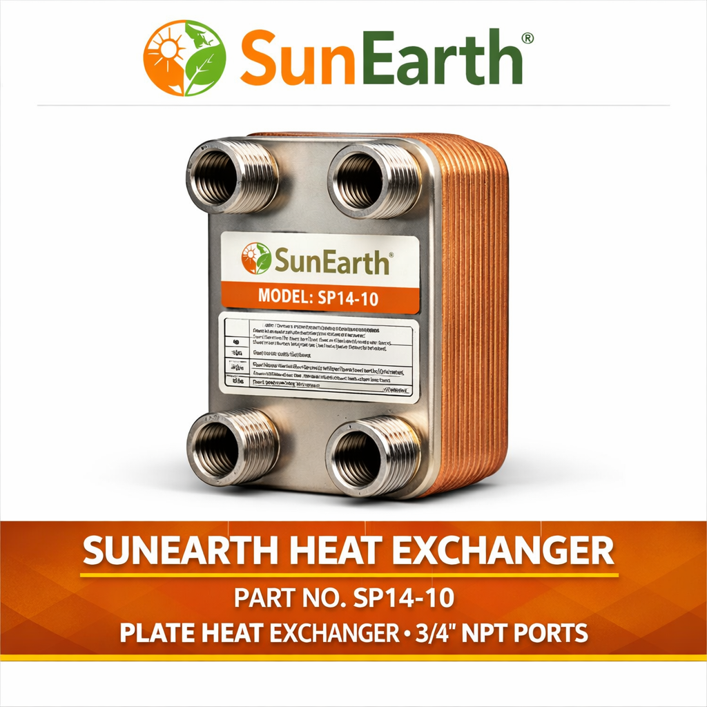 SunEarth Heat Exchanger SP14-10 3/4" NPT Ports