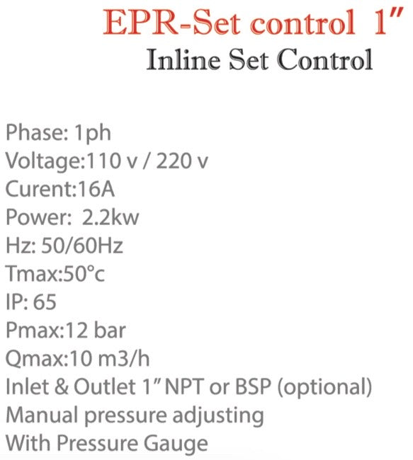 Gol EPR - Inline Set Control (1" & 1 1/4") NPT 115/220V50/60HZ  2.2Kw