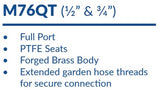 AV SignatureHD - Quarter Turn Hose Bibb FIP (M76QT 1/2" & 3/4") Box Qty: 25