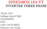 Gol SPEEDBOX - Inverter Three Phase 1314TT + TR10 -NPT- 400V 3ph 50/60