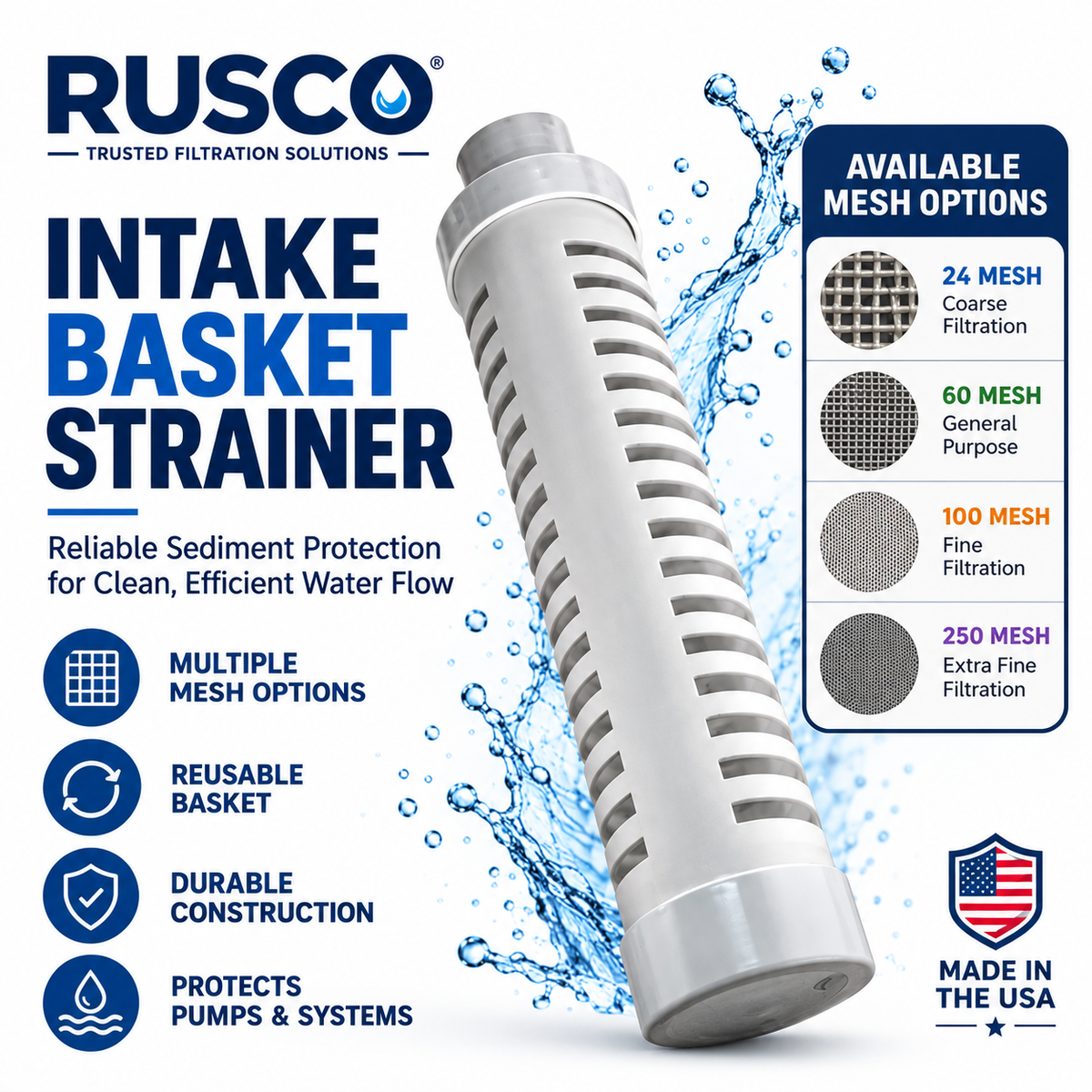 Rusco 4 BSK Basket Strainer Replacement Screens | OEM Filter Baskets