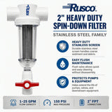 Rusco 2" Heavy Duty Spin-Down Filter | Stainless Steel & Chemical Resistant Models