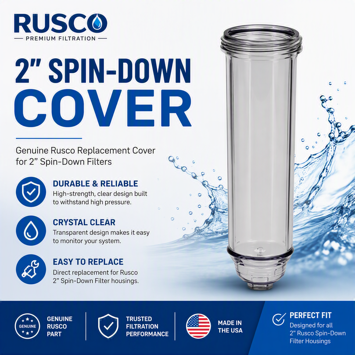 Rusco 2" Replacement Spin Down Covers | Replacement Sediment Trapper Filter
