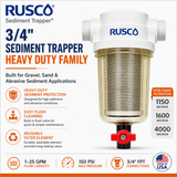 Rusco 3/4" Sediment Trapper Filters | Reusable Sediment Filtration Systems