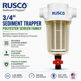 Rusco 3/4" Sediment Trapper Filters | Reusable Sediment Filtration Systems
