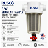 Rusco 3/4" Sediment Trapper Filters | Reusable Sediment Filtration Systems