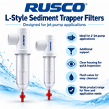 Rusco 1-1/2" L-Style Sediment Trapper Water Filters - Polyester & Stainless Steel Mesh Options