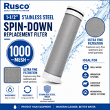Rusco 1-1/2" Spin-Down Replacement Filter Element family — Polyester & Stainless Steel.