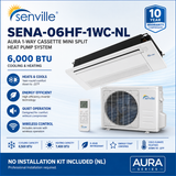 Senville AURA 1-Way Cassette Mini Split Heat Pumps | 6K–18K BTU