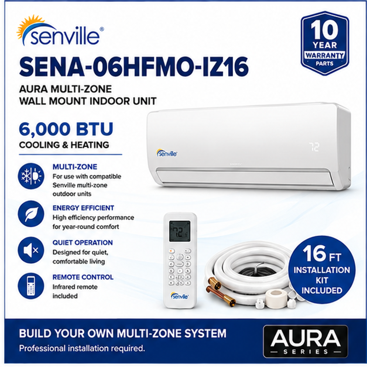 Senville AURA 6,000 BTU Multi-Zone Wall Mount Indoor Unit