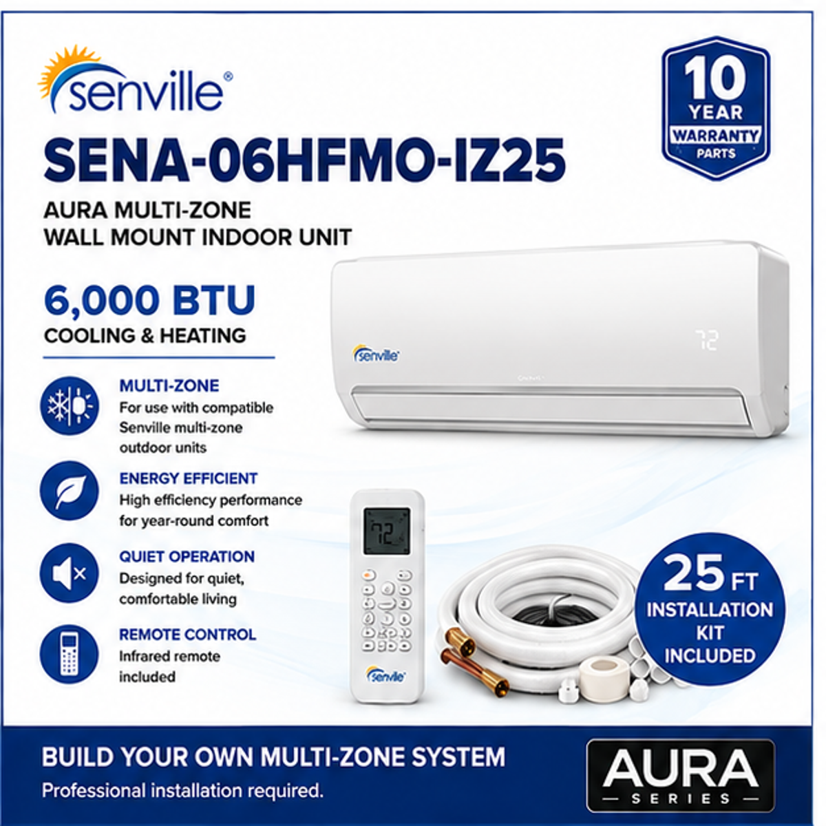 Senville AURA 6,000 BTU Multi-Zone Wall Mount Indoor Unit