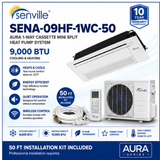 Senville AURA 1-Way Cassette Mini Split Heat Pumps | 6K–18K BTU