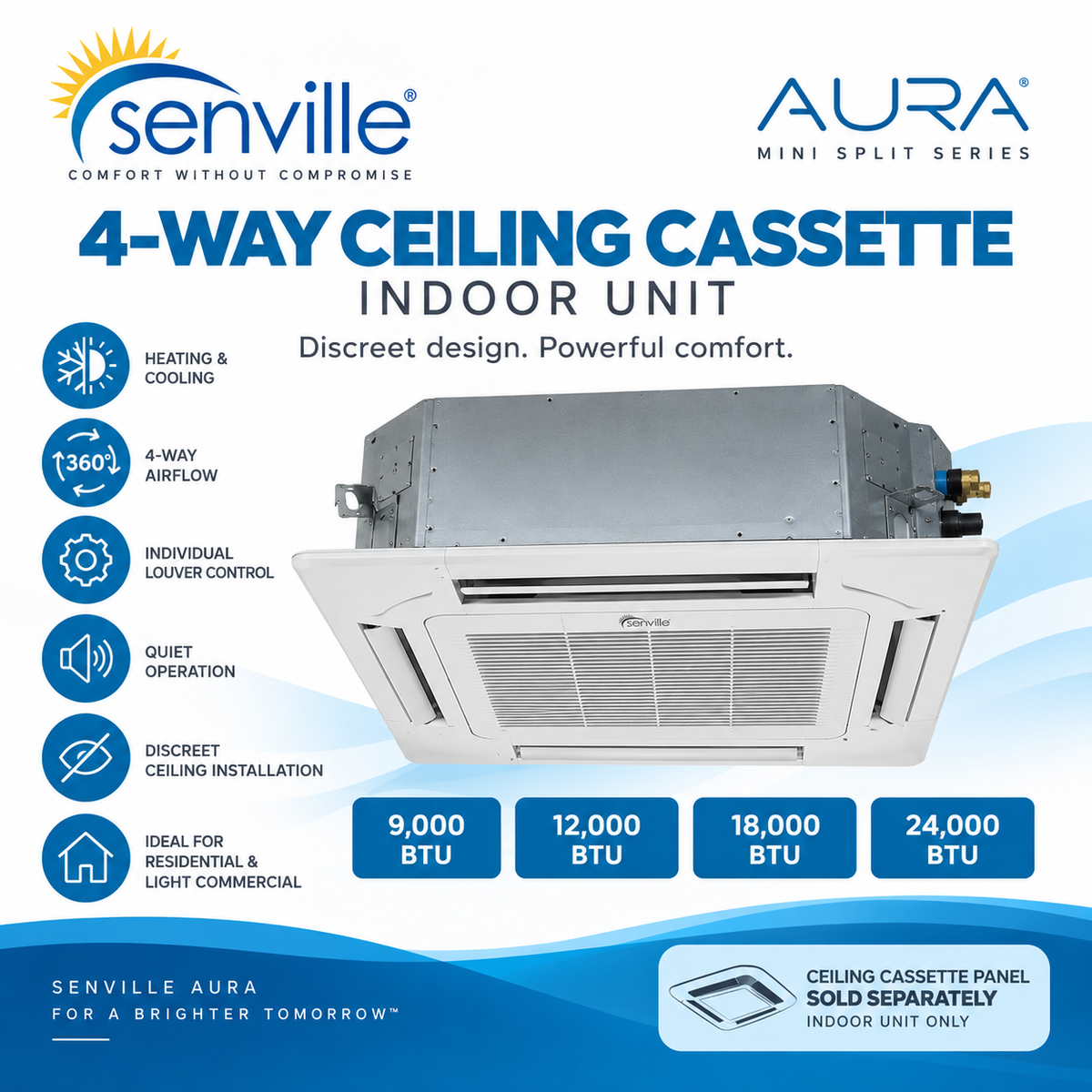 Senville AURA 4-Way Ceiling Cassette Indoor Units