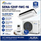Senville AURA 1-Way Cassette Mini Split Heat Pumps | 6K–18K BTU
