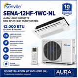Senville AURA 1-Way Cassette Mini Split Heat Pumps | 6K–18K BTU