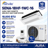 Senville AURA 1-Way Cassette Mini Split Heat Pumps | 6K–18K BTU