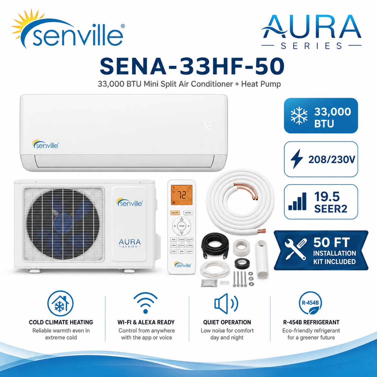 Senville AURA SENA-33HF 33,000 BTU Mini Split Heat Pump