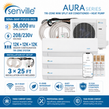 Senville AURA SENA-36HF-T 36,000 BTU Tri-Zone mini split AC Heat Pump systems