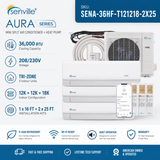 Senville AURA SENA-36HF-T 36,000 BTU Tri-Zone mini split AC Heat Pump systems