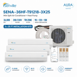 Senville AURA SENA-36HF-T 36,000 BTU Tri-Zone mini split AC Heat Pump systems