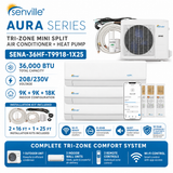 Senville AURA SENA-36HF-T 36,000 BTU Tri-Zone mini split AC Heat Pump systems