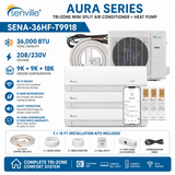 Senville AURA SENA-36HF-T 36,000 BTU Tri-Zone mini split AC Heat Pump systems